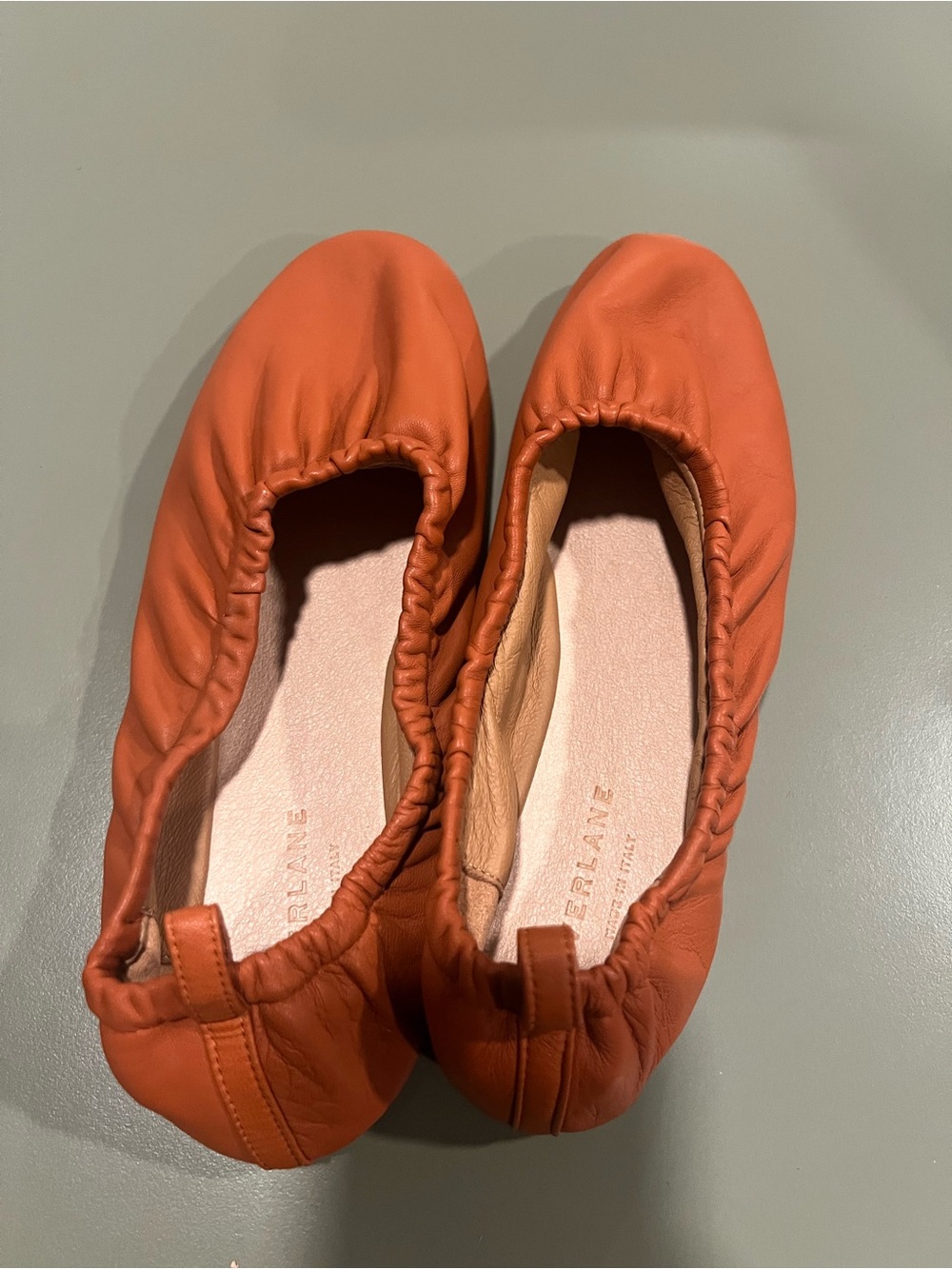 Everlane Orange Leather Ballet Flats